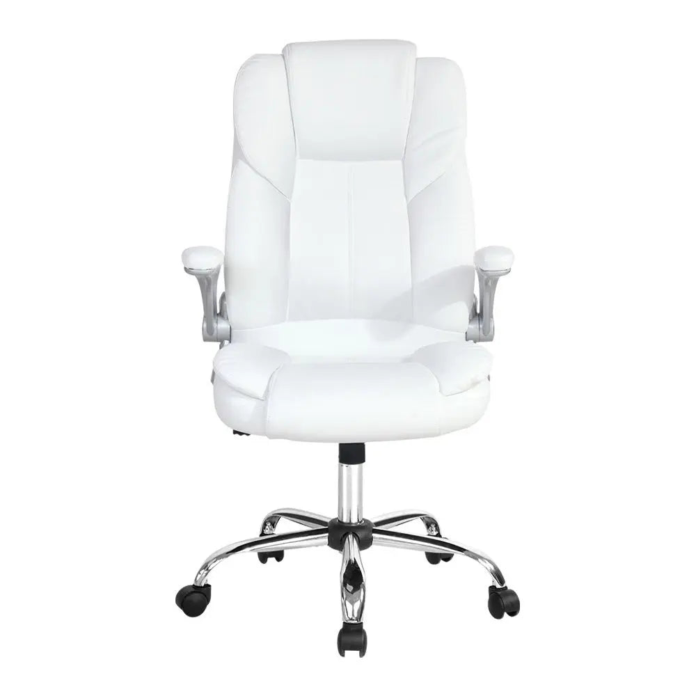 Artiss Executive Office Chair Leather Tilt White Chez Guru