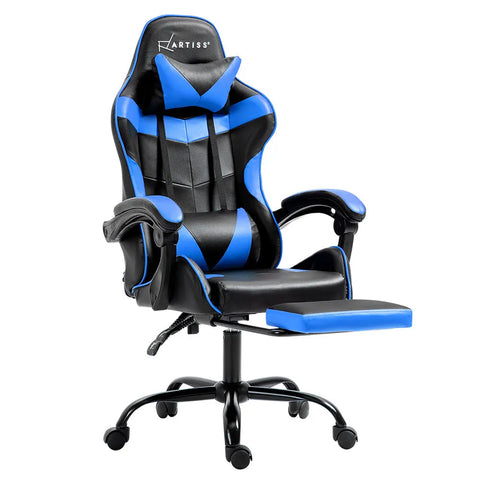 Artiss Gaming Office Chair Recliner Footrest Blue Chez Guru