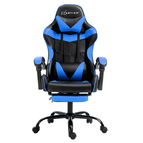 Artiss Gaming Office Chair Recliner Footrest Blue Chez Guru
