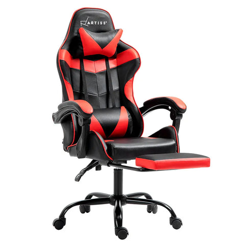 Artiss Gaming Office Chair Recliner Footrest Red Chez Guru
