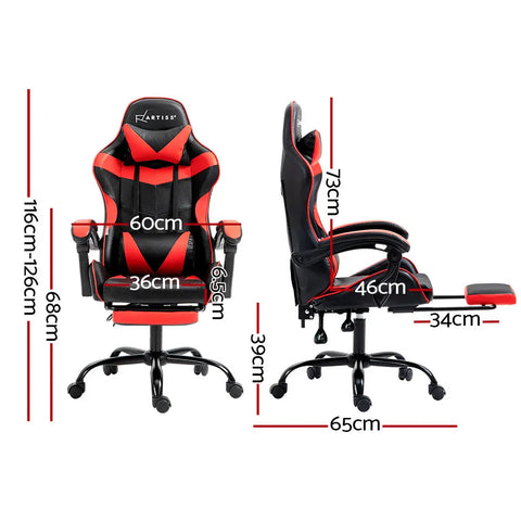 Artiss Gaming Office Chair Recliner Footrest Red Chez Guru