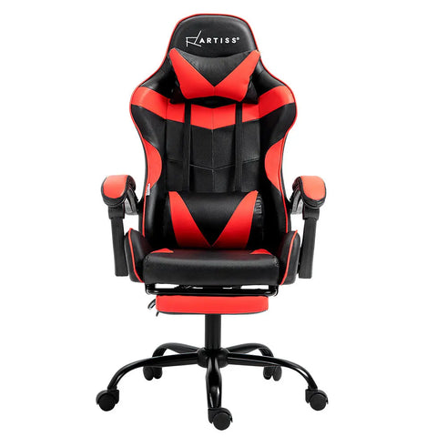 Artiss Gaming Office Chair Recliner Footrest Red Chez Guru