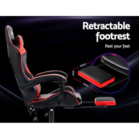 Artiss Gaming Office Chair Recliner Footrest Red Chez Guru