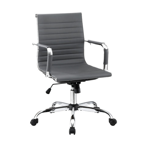 Artiss Office Chair Conference Chairs PU Leather Mid Back Grey Chez Guru