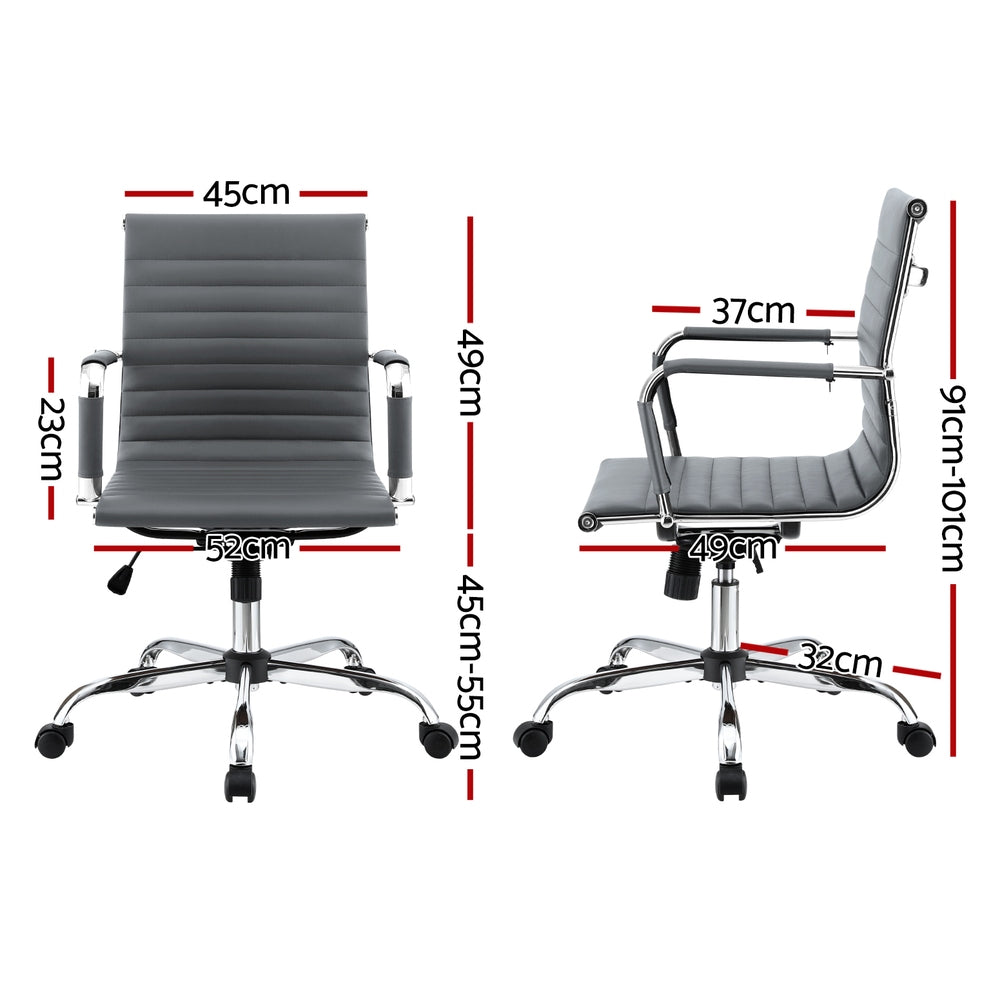 Artiss Office Chair Conference Chairs PU Leather Mid Back Grey Chez Guru