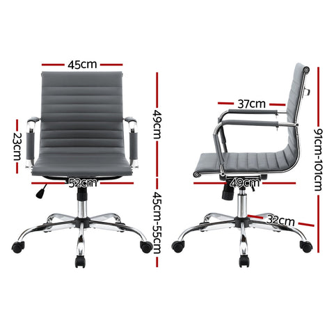 Artiss Office Chair Conference Chairs PU Leather Mid Back Grey Chez Guru