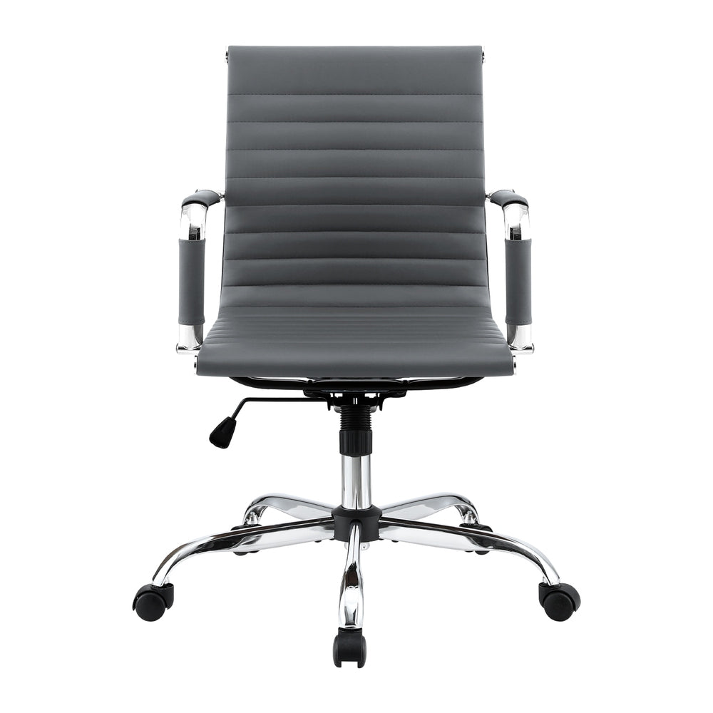 Artiss Office Chair Conference Chairs PU Leather Mid Back Grey Chez Guru