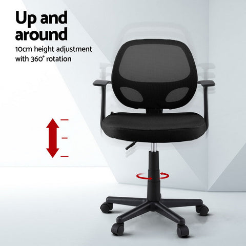 Artiss Mesh Office Chair Computer Gaming Desk Chairs Work Study Mid Back Black Chez Guru