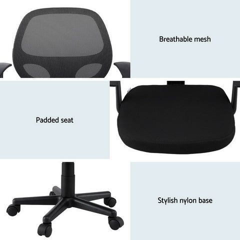 Artiss Mesh Office Chair Computer Gaming Desk Chairs Work Study Mid Back Black Chez Guru