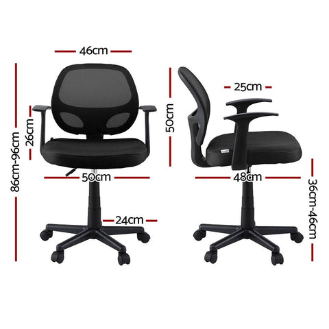Artiss 2x Mesh Office Chair Computer Gaming Desk Chairs Work Study Mid Back Black Chez Guru