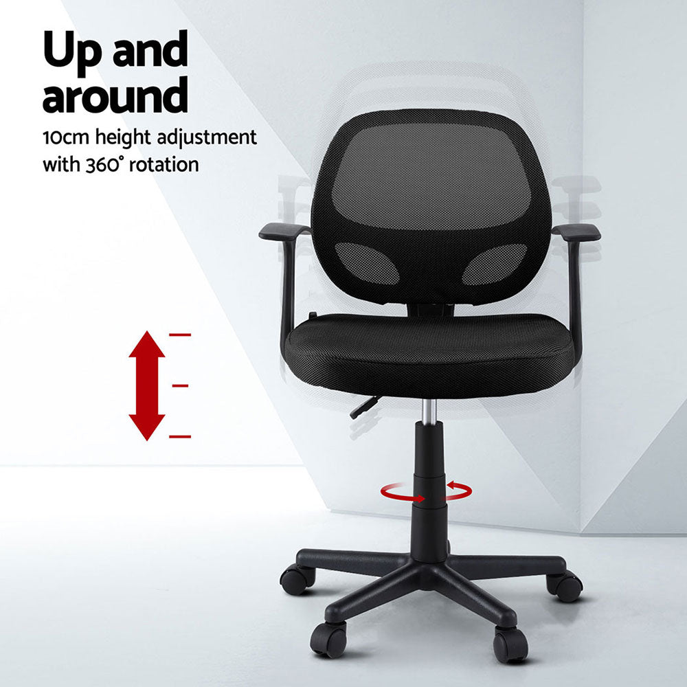 Artiss 2x Mesh Office Chair Computer Gaming Desk Chairs Work Study Mid Back Black Chez Guru