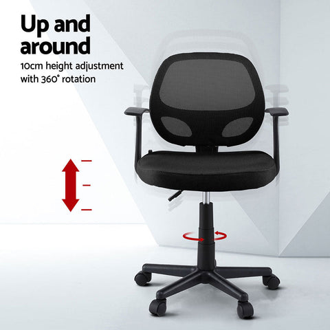 Artiss 2x Mesh Office Chair Computer Gaming Desk Chairs Work Study Mid Back Black Chez Guru