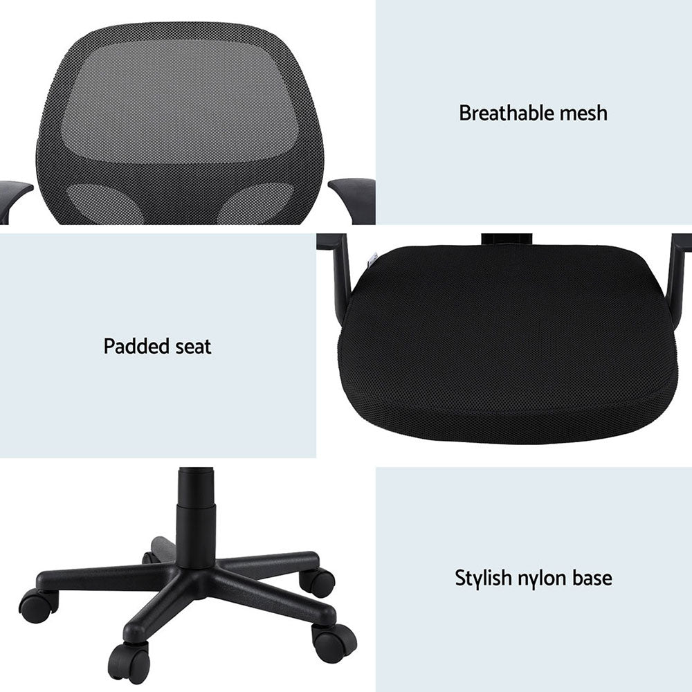 Artiss 2x Mesh Office Chair Computer Gaming Desk Chairs Work Study Mid Back Black Chez Guru