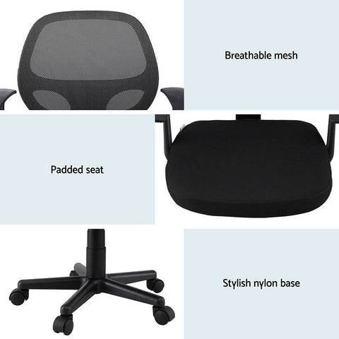 Artiss 2x Mesh Office Chair Computer Gaming Desk Chairs Work Study Mid Back Black Chez Guru