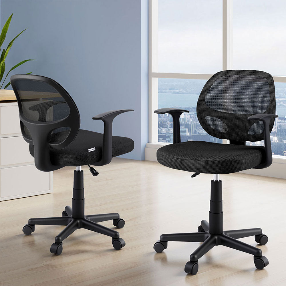 Artiss 2x Mesh Office Chair Computer Gaming Desk Chairs Work Study Mid Back Black Chez Guru