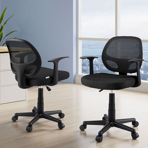 Artiss 2x Mesh Office Chair Computer Gaming Desk Chairs Work Study Mid Back Black Chez Guru