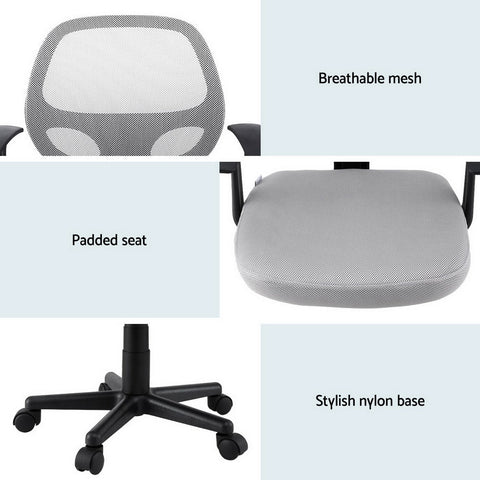 Artiss Mesh Office Chair Computer Gaming Desk Chairs Work Study Mid Back Grey Chez Guru