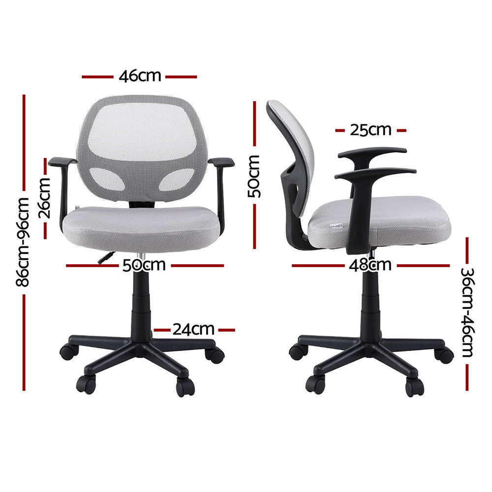 Artiss 2x Mesh Office Chair Computer Gaming Desk Chairs Work Study Mid Back Grey Chez Guru