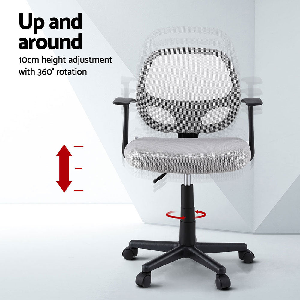 Artiss 2x Mesh Office Chair Computer Gaming Desk Chairs Work Study Mid Back Grey Chez Guru