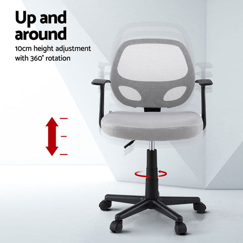 Artiss 2x Mesh Office Chair Computer Gaming Desk Chairs Work Study Mid Back Grey Chez Guru