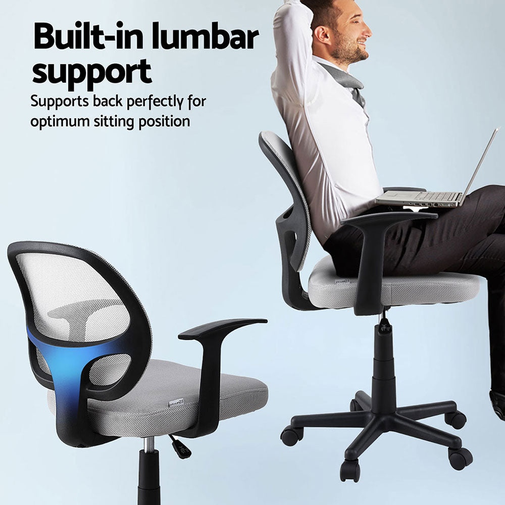 Artiss 2x Mesh Office Chair Computer Gaming Desk Chairs Work Study Mid Back Grey Chez Guru