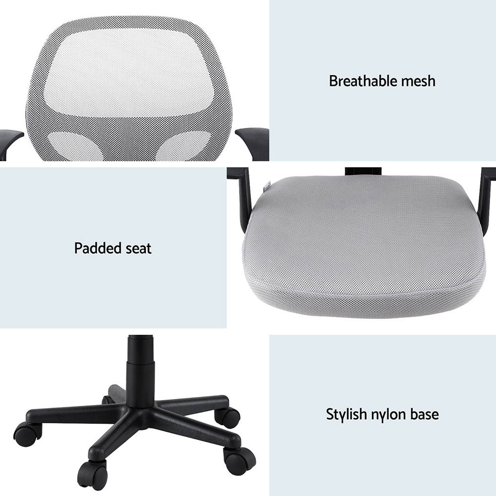 Artiss 2x Mesh Office Chair Computer Gaming Desk Chairs Work Study Mid Back Grey Chez Guru