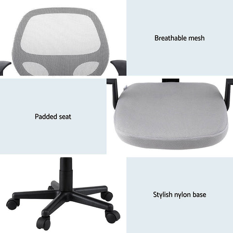 Artiss 2x Mesh Office Chair Computer Gaming Desk Chairs Work Study Mid Back Grey Chez Guru
