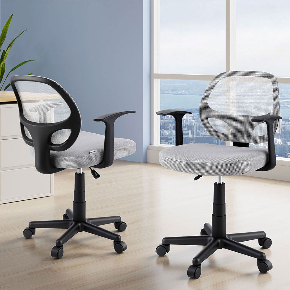 Artiss 2x Mesh Office Chair Computer Gaming Desk Chairs Work Study Mid Back Grey Chez Guru
