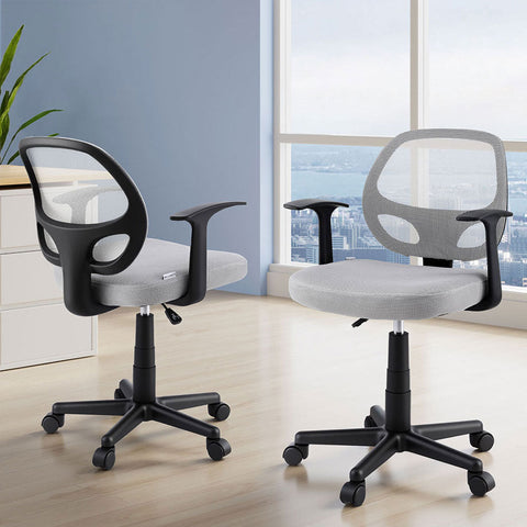 Artiss 2x Mesh Office Chair Computer Gaming Desk Chairs Work Study Mid Back Grey Chez Guru