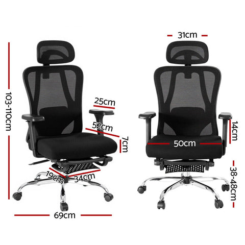 Artiss Ergonomic Mesh Office Chair Black Chez Guru