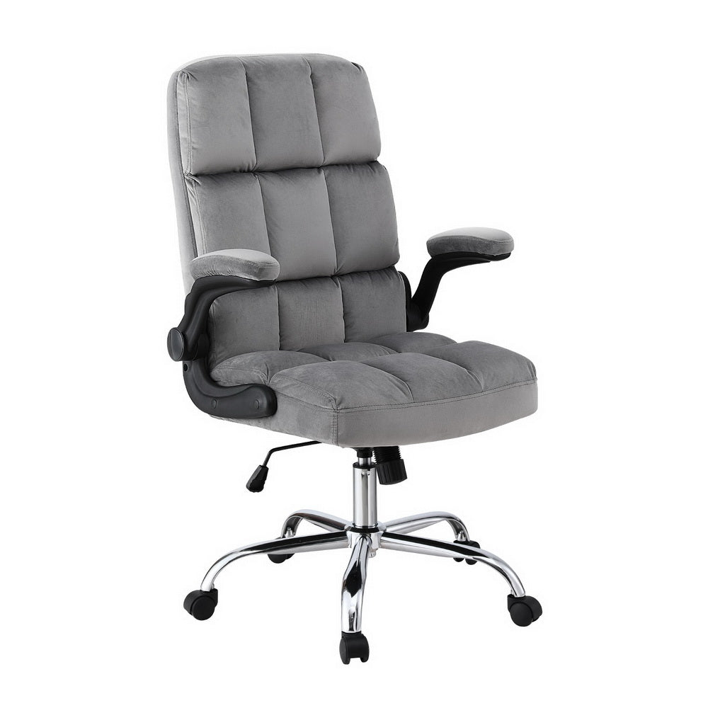 Artiss Office Chair Velvet Seat Racing Gaming Computer Desk Chairs Armrest Grey Chez Guru