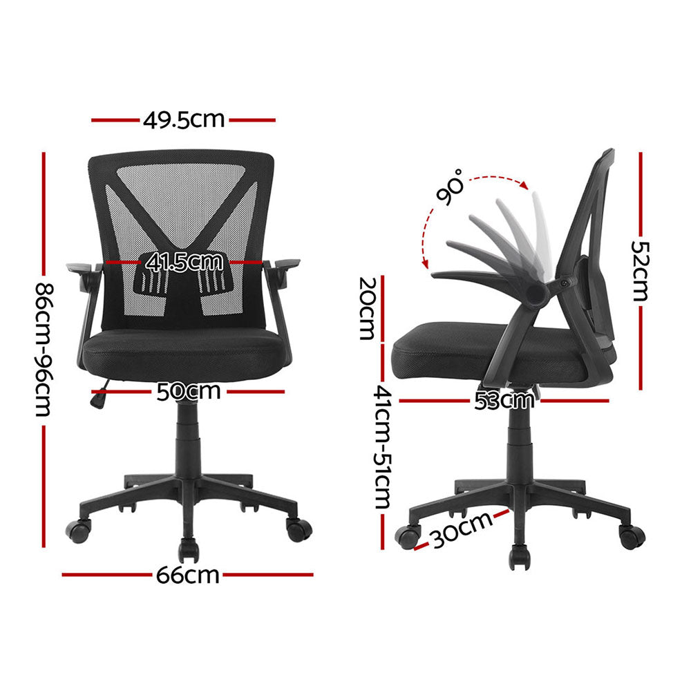 Artiss 2x Mesh Office Chair Mid Back Black Chez Guru