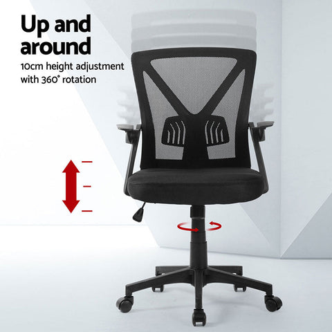 Artiss 2x Mesh Office Chair Mid Back Black Chez Guru