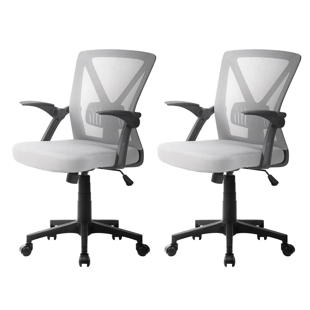 Artiss 2x Mesh Office Chair Mid Back Grey Chez Guru