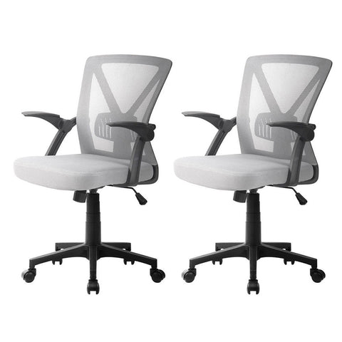 Artiss 2x Mesh Office Chair Mid Back Grey Chez Guru
