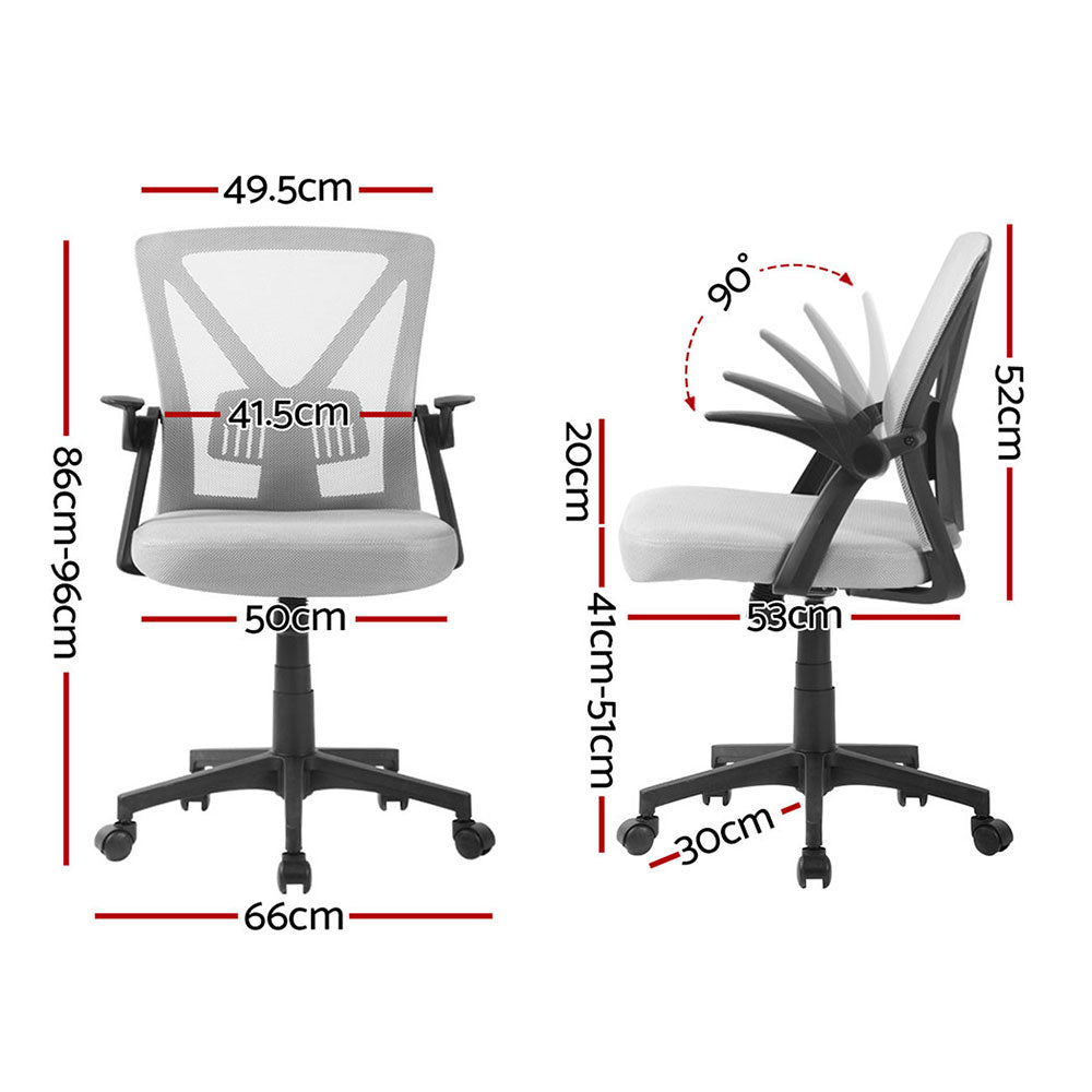 Artiss 2x Mesh Office Chair Mid Back Grey Chez Guru