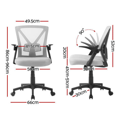 Artiss 2x Mesh Office Chair Mid Back Grey Chez Guru