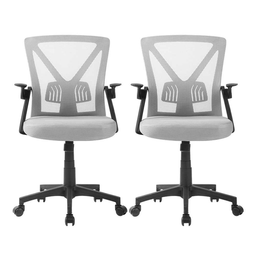 Artiss 2x Mesh Office Chair Mid Back Grey Chez Guru