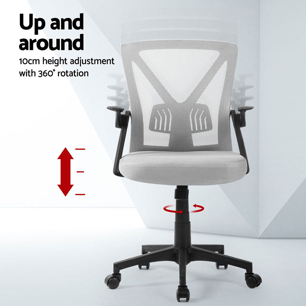 Artiss 2x Mesh Office Chair Mid Back Grey Chez Guru