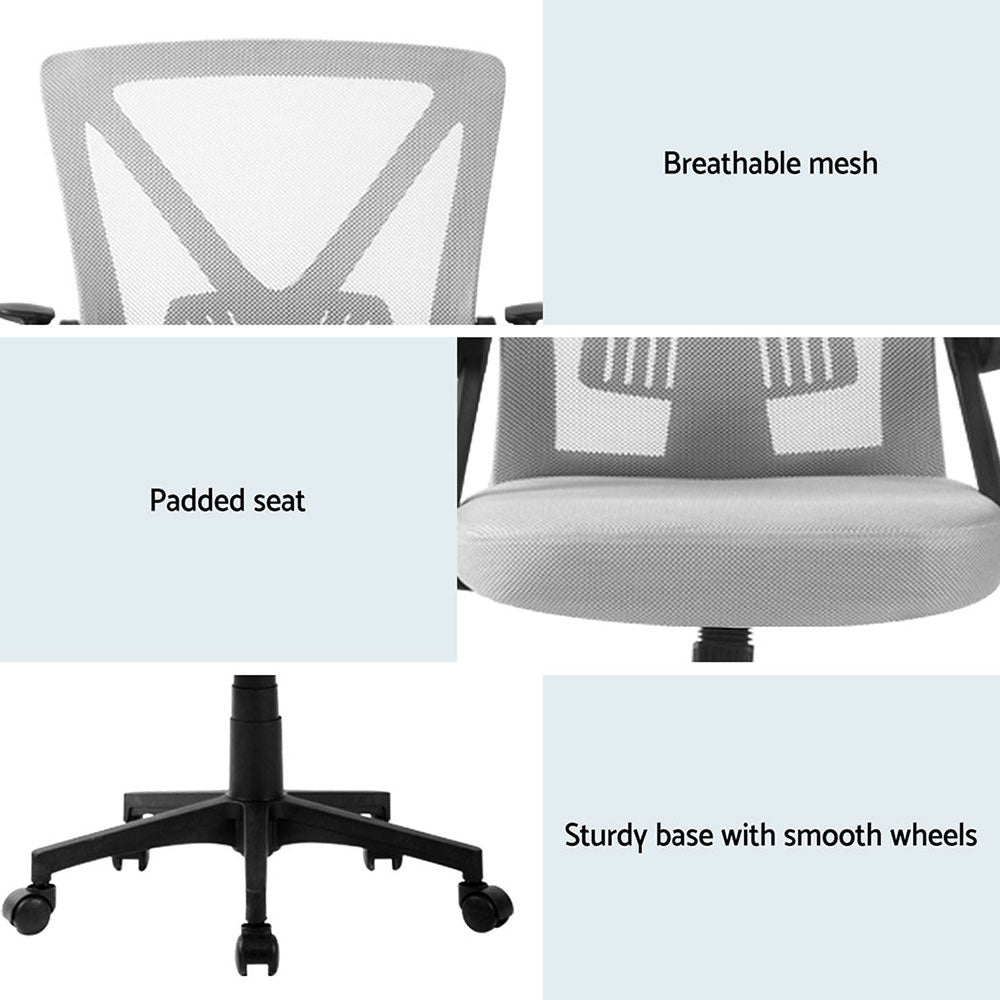 Artiss 2x Mesh Office Chair Mid Back Grey Chez Guru