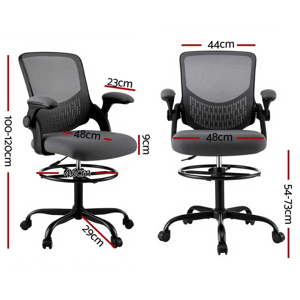Artiss Office Chair Drafting Chairs Stool Computer Desk Studios Mesh Grey Chez Guru