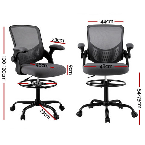 Artiss Office Chair Drafting Chairs Stool Computer Desk Studios Mesh Grey Chez Guru