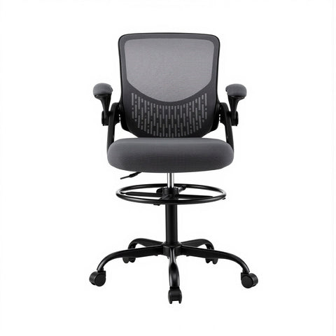 Artiss Office Chair Drafting Chairs Stool Computer Desk Studios Mesh Grey Chez Guru