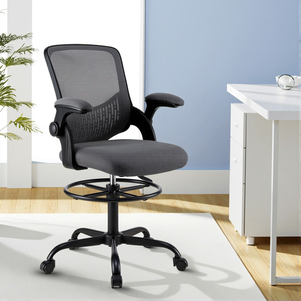 Artiss Office Chair Drafting Chairs Stool Computer Desk Studios Mesh Grey Chez Guru