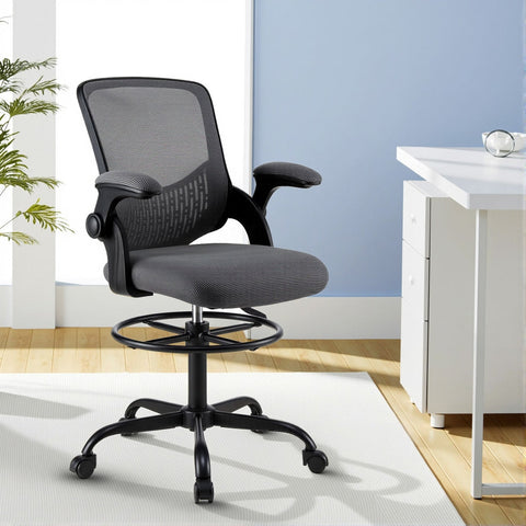 Artiss Office Chair Drafting Chairs Stool Computer Desk Studios Mesh Grey Chez Guru