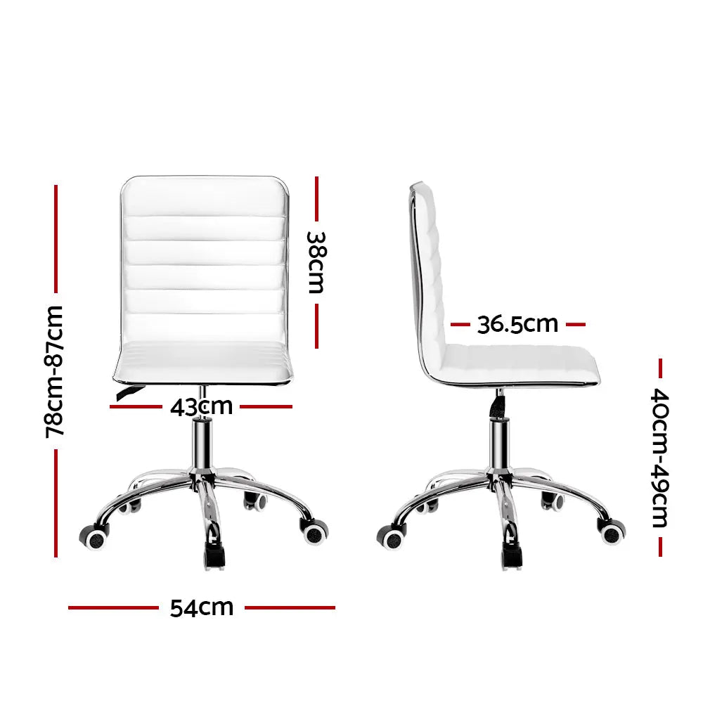 Artiss Office Chair Conference Chairs PU Leather Low Back White Chez Guru