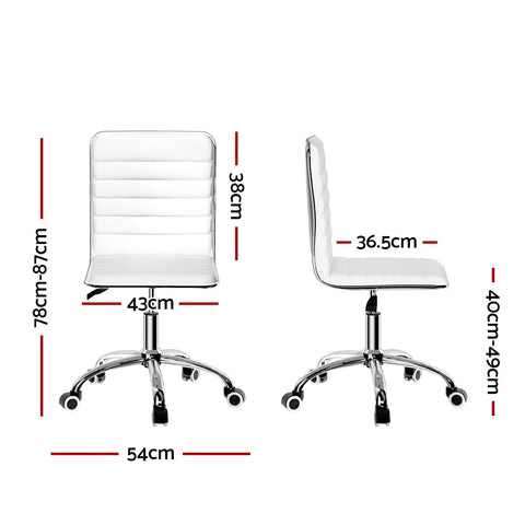 Artiss Office Chair Conference Chairs PU Leather Low Back White Chez Guru
