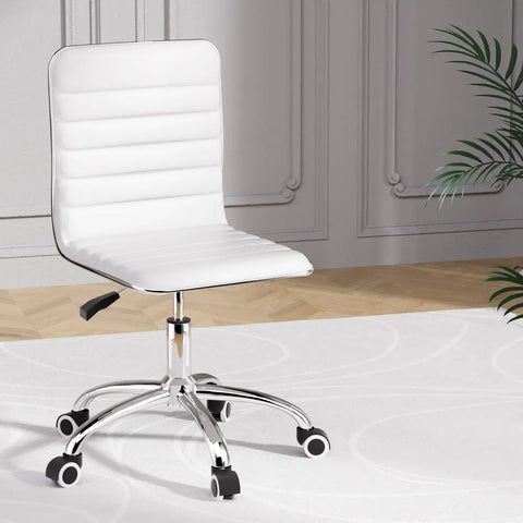 Artiss Office Chair Conference Chairs PU Leather Low Back White Chez Guru