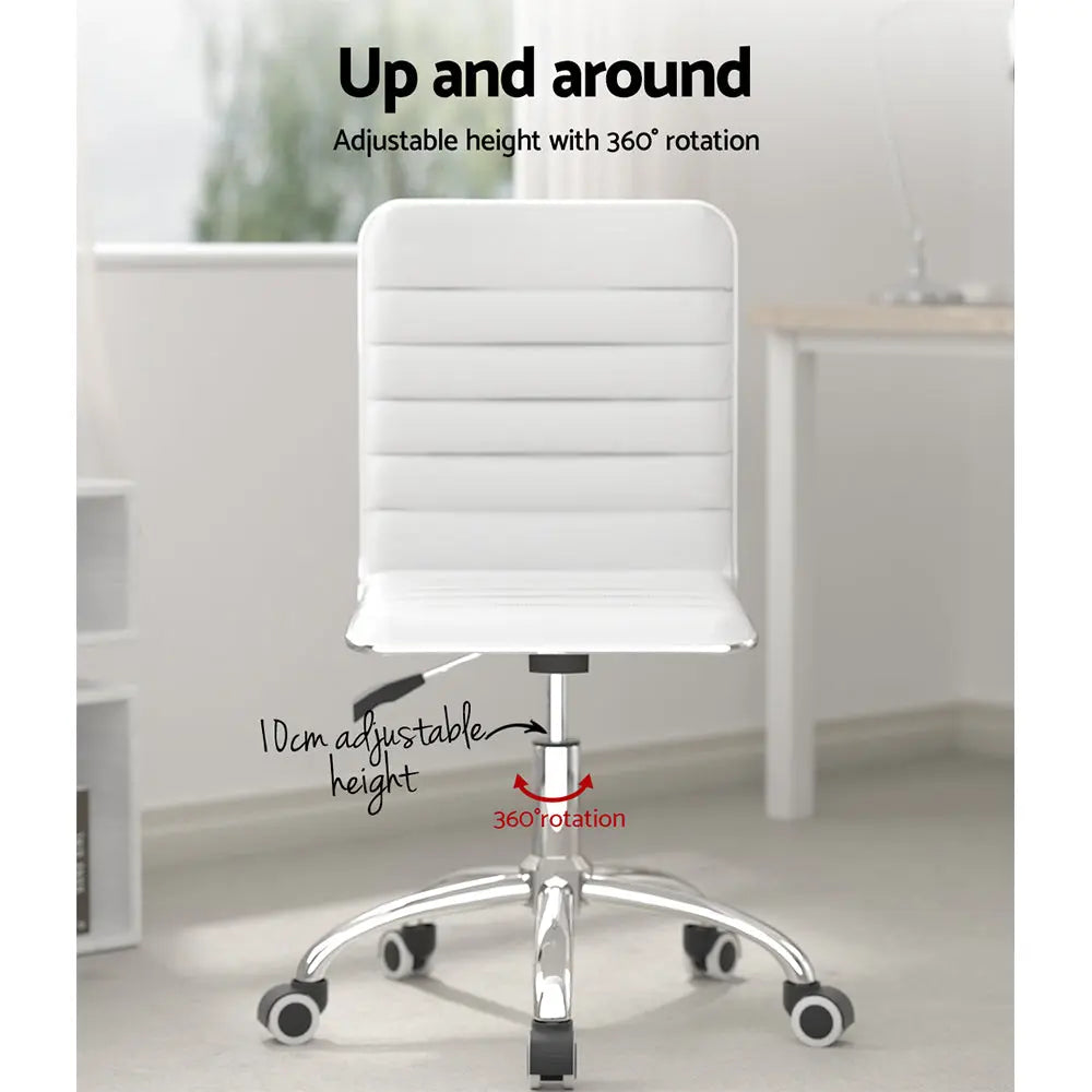 Artiss Office Chair Conference Chairs PU Leather Low Back White Chez Guru