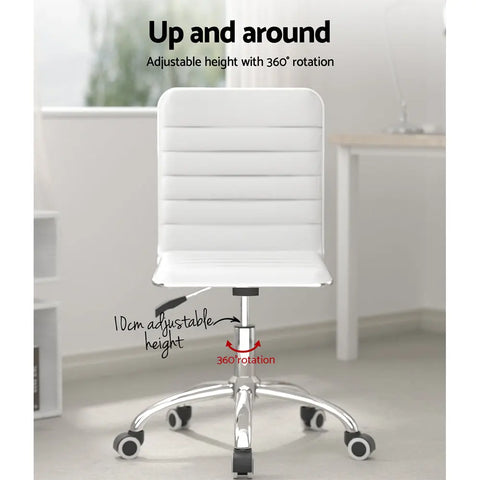 Artiss Office Chair Conference Chairs PU Leather Low Back White Chez Guru